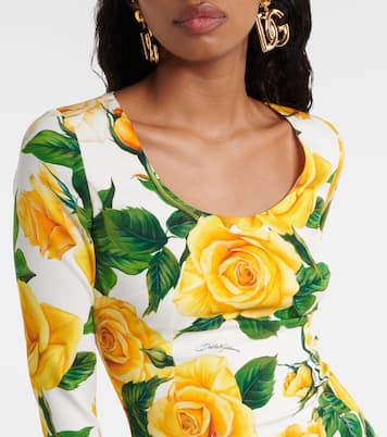 Abito midi in misto seta con stampa | Dolce&Gabbana