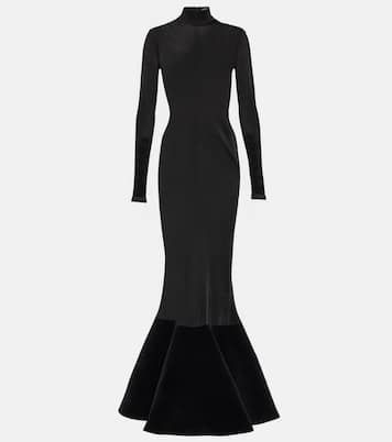Flounced velvet and jersey gown | David Koma