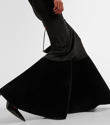 Flounced velvet and jersey gown | David Koma