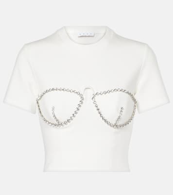 Top cropped in jersey con cristalli | Area