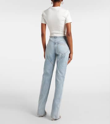 Top cropped in jersey con cristalli | Area