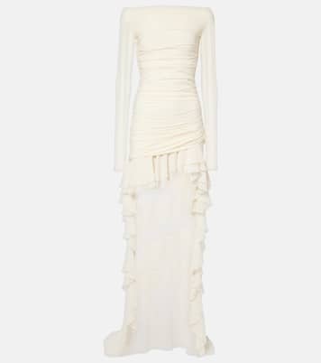 Ruffled jersey and georgette minidress  | Blumarine