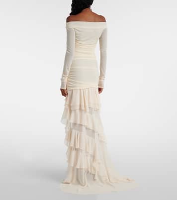 Ruffled jersey and georgette minidress  | Blumarine