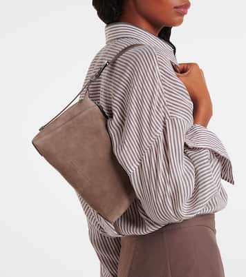 Borsa a spalla Duo Small in suede | Brunello Cucinelli
