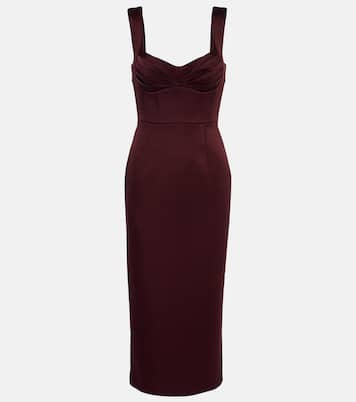 Abito midi Merlot in raso | Rebecca Vallance