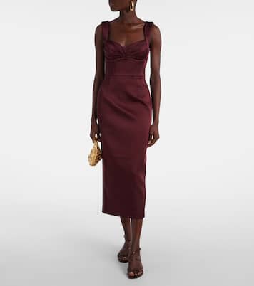 Abito midi Merlot in raso | Rebecca Vallance