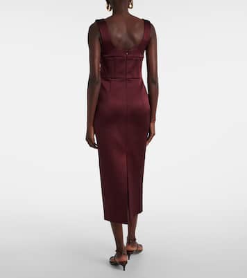 Abito midi Merlot in raso | Rebecca Vallance