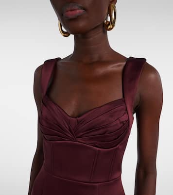 Abito midi Merlot in raso | Rebecca Vallance