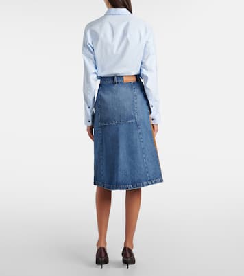 Jupe midi en denim et daim synthétique | Stella McCartney