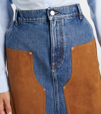 Jupe midi en denim et daim synthétique | Stella McCartney