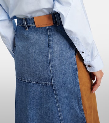 Jupe midi en denim et daim synthétique | Stella McCartney