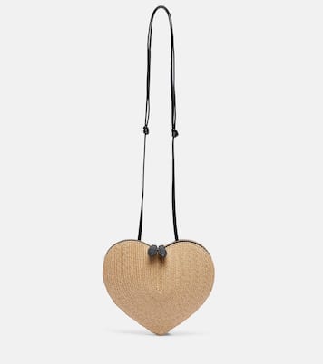 Schultertasche Le Cœur aus Stroh mit Leder | Alaïa