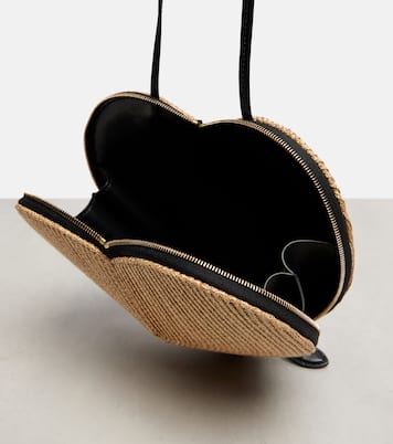Schultertasche Le Cœur aus Stroh mit Leder | Alaïa