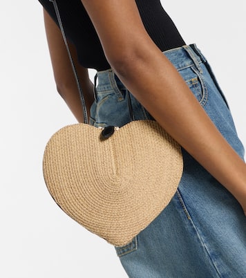 Schultertasche Le Cœur aus Stroh mit Leder | Alaïa
