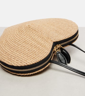 Schultertasche Le Cœur aus Stroh mit Leder | Alaïa