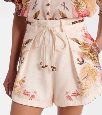 Ascension beaded floral linen shorts | Zimmermann