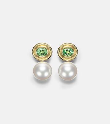 18kt gold earrings with pearls and tourmalines | Octavia Elizabeth