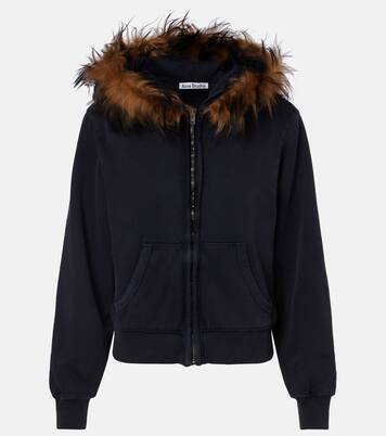 羊毛皮边饰棉质针织帽衫 | Acne Studios