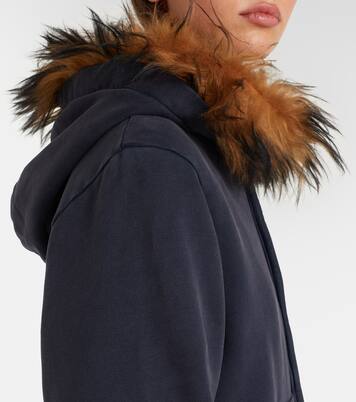 羊毛皮边饰棉质针织帽衫 | Acne Studios