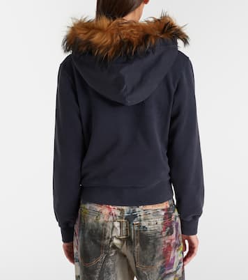 羊毛皮边饰棉质针织帽衫 | Acne Studios