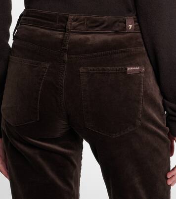 بنطلون من المخمل القطني المخلوط بخصر متوسط الارتفاع من القطن المخلوط Calie Straight | 7 For All Mankind