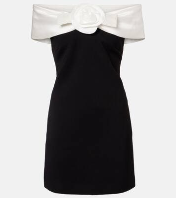 Floral-appliqué off-shoulder minidress | Self-Portrait