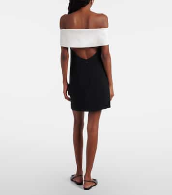 Floral-appliqué off-shoulder minidress | Self-Portrait