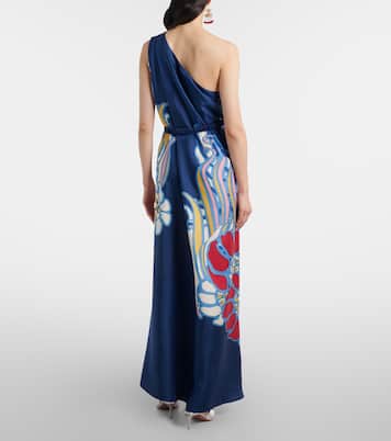 One-Shoulder-Maxikleid Roy aus Seiden-Twill | La DoubleJ