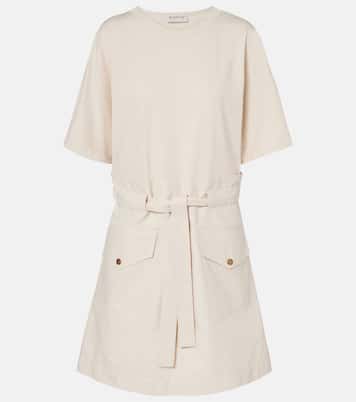 Belted cotton-blend jersey minidress | Moncler