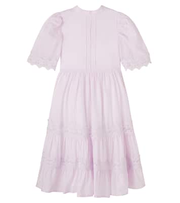 Abito chemisier in voile di cotone con pizzo | Petite Amalie  