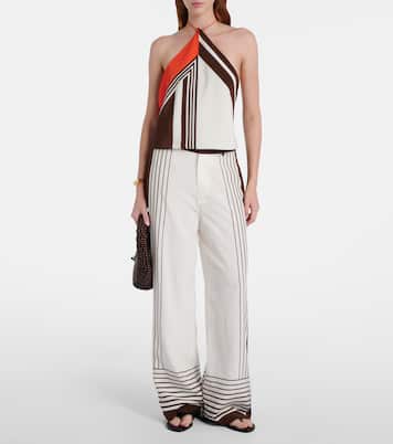 Destino striped halterneck silk top | SIR