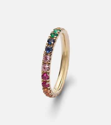 Bague Rainbow Large en or 14 ct, saphirs, rubis, améthystes et émeraudes | Sydney Evan