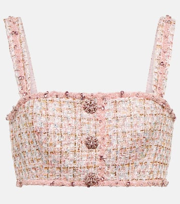 Verziertes Cropped-Top aus Bouclé | Self-Portrait