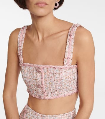 Verziertes Cropped-Top aus Bouclé | Self-Portrait