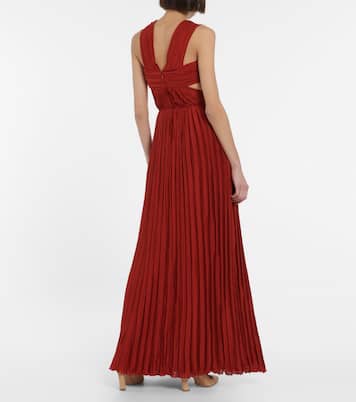 Cutout pleated silk chiffon gown | Chloé