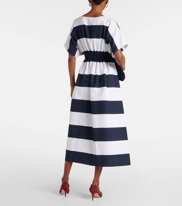 Abito midi in misto cotone a righe | Carolina Herrera