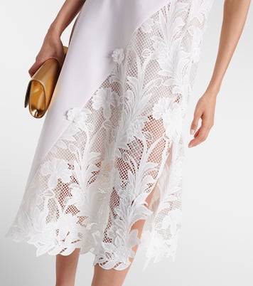 Robe midi en laine mélangée à dentelle | Oscar de la Renta