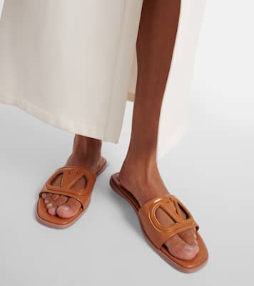 VLogo cutout leather slides | Valentino Garavani