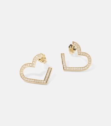 Heart 14kt gold hoop earrings with diamonds | Sydney Evan