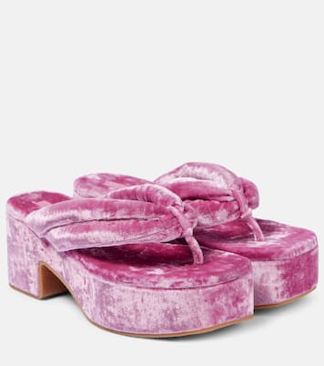 Sandali infradito in velluto con plateau | Dries Van Noten