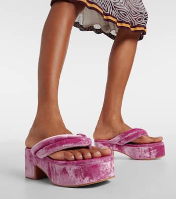 Sandali infradito in velluto con plateau | Dries Van Noten