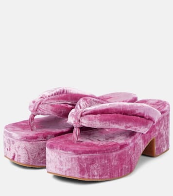 Sandali infradito in velluto con plateau | Dries Van Noten