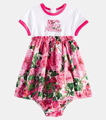 Baby cotton jersey and poplin dress | Dolce&Gabbana Kids