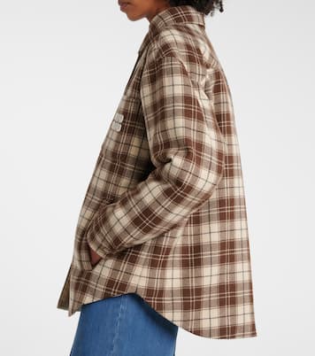 Logo checked wool down jacket | Miu Miu