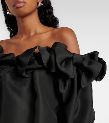 Black silk off the shoulder top shop