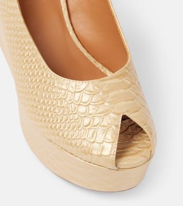 Dylan snake-effect leather wedge pumps | Clergerie