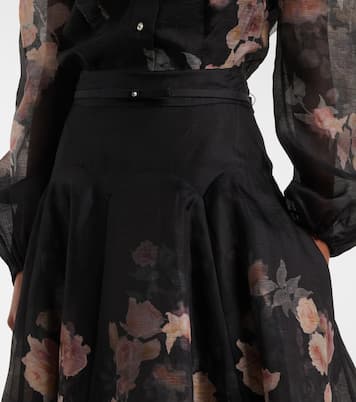 Falda midi Crush de lino y seda | Zimmermann