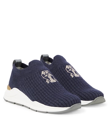 Sneakers in maglia con finiture in suede | Brunello Cucinelli Kids