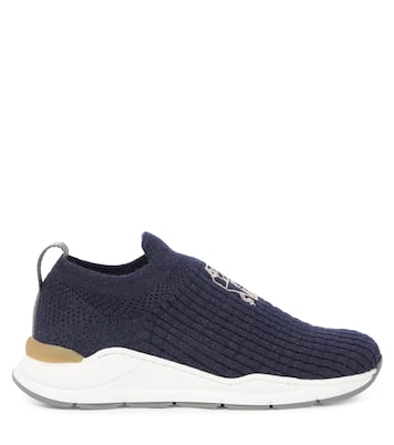 Sneakers in maglia con finiture in suede | Brunello Cucinelli Kids