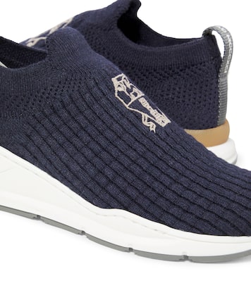Sneakers in maglia con finiture in suede | Brunello Cucinelli Kids